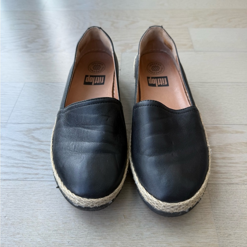 Fitflop Black Leather Slip-On Shoes